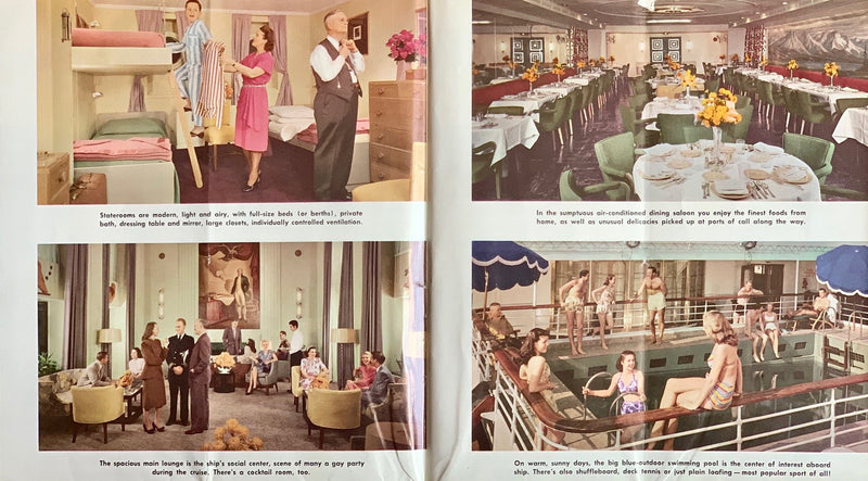 PRESIDENT MONROE & PRESIDENT POLK: 1941 - Large fold-out 1953 brochure w/ plans & interiors