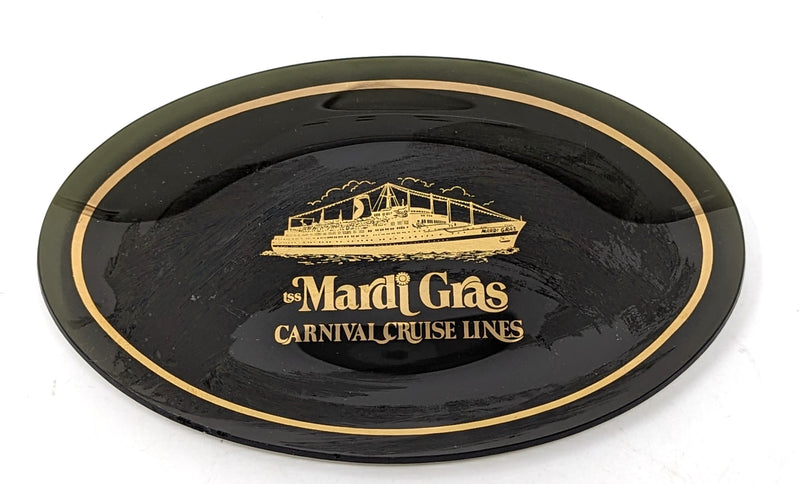 MARDI GRAS: 1961 - Smoked glass & gold souvenir pin tray