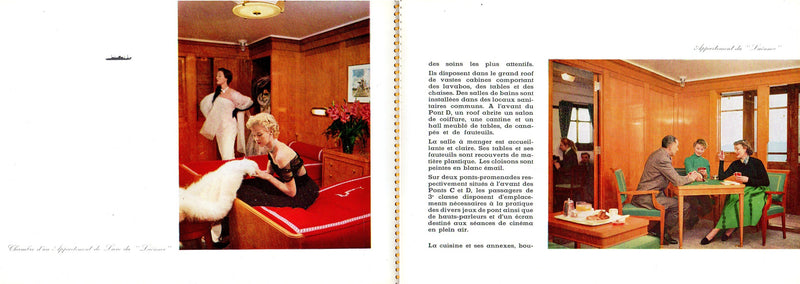 Various Ships -  Chargeurs Reunis spiral-bound interiors brochure from 1950s