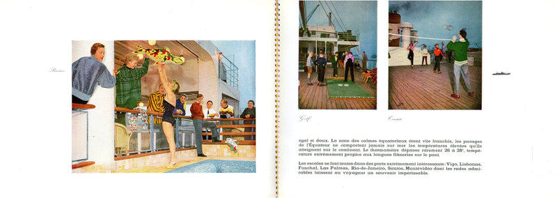Various Ships -  Chargeurs Reunis spiral-bound interiors brochure from 1950s