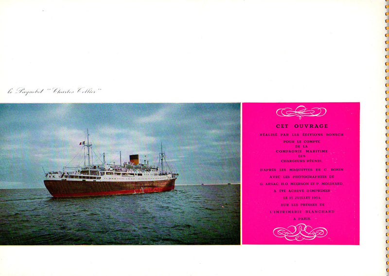 Various Ships -  Chargeurs Reunis spiral-bound interiors brochure from 1950s