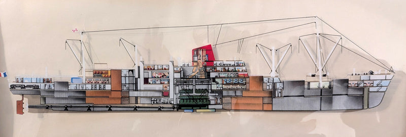 LOUIS LUMIERE: 1952 - 1954 calendar w/ mylar ship cutaway