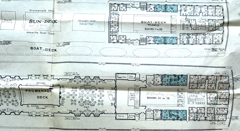 COLUMBUS: 1923 - Big full ship cruise plan from 1931