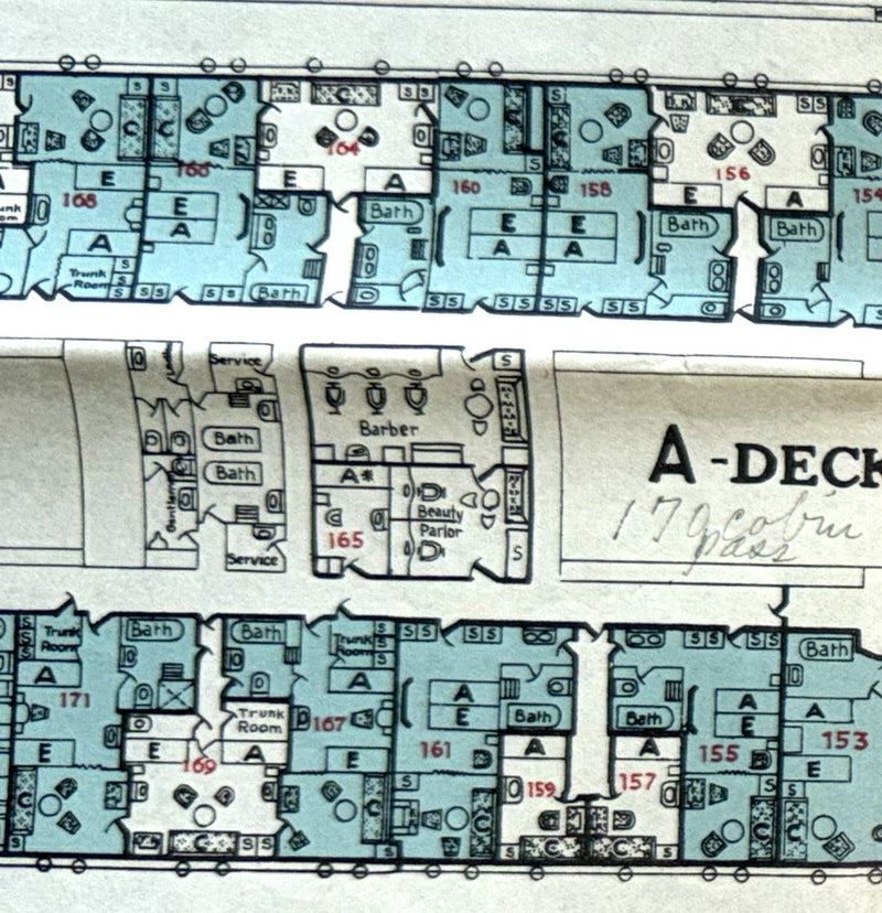 COLUMBUS: 1923 - Big full ship cruise plan from 1931