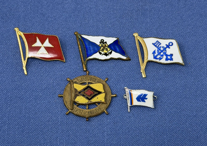 Various Ships - 5 German shipping lines houseflag pins