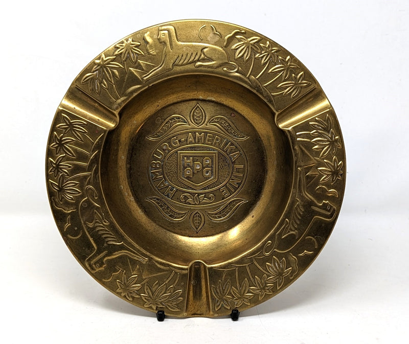 Various: pre-war - Impressive stamped brass HAPAG ashtray w/ Egyptian design