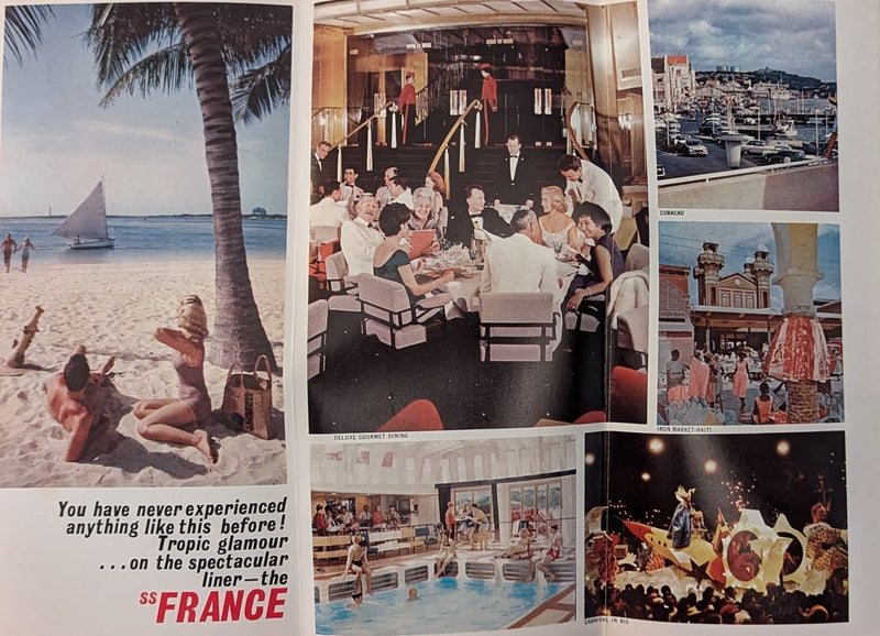 FRANCE: 1962 - Early cruise deck plan w/ color interior photos