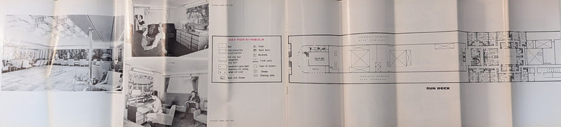 FRANCE: 1962 - Early cruise deck plan w/ color interior photos