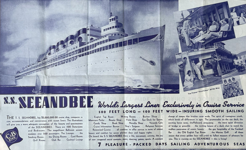 SEEANDBEE: 1913 - Big deck plan/cruise brochure from near end in 1938-39