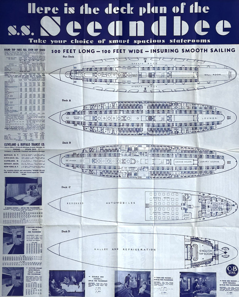 SEEANDBEE: 1913 - Big deck plan/cruise brochure from near end in 1938-39