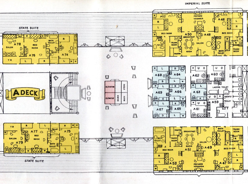 BERENGARIA: 1913 - Cruise deck plan booklet w/ 8 decks & many photos