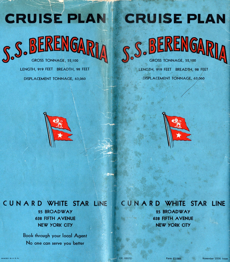 BERENGARIA: 1913 - Cruise deck plan booklet w/ 8 decks & many photos