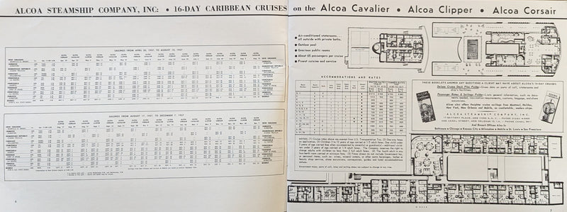 Various Ships - 1957 "Steamship Cruises Sales Reference Book" w/ 18 deck plans, 27 ships