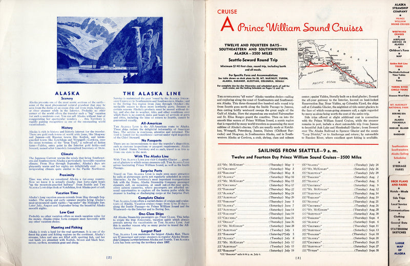Various: pre-war - 1941 Alaska Line deluxe agency guide w/ color plans & big map