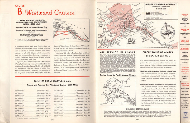 Various: pre-war - 1941 Alaska Line deluxe agency guide w/ color plans & big map