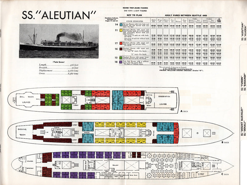 Various: pre-war - 1941 Alaska Line deluxe agency guide w/ color plans & big map