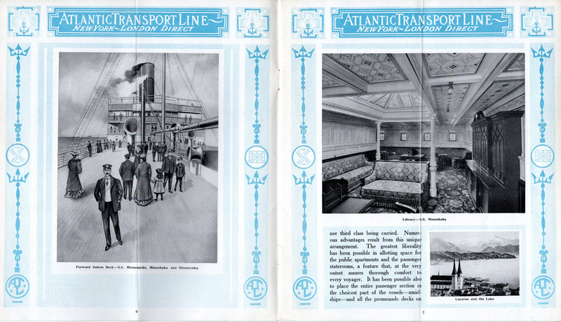 Various: pre-war - Circa 1915 Atlantic Transport Line fleet interiors brochure