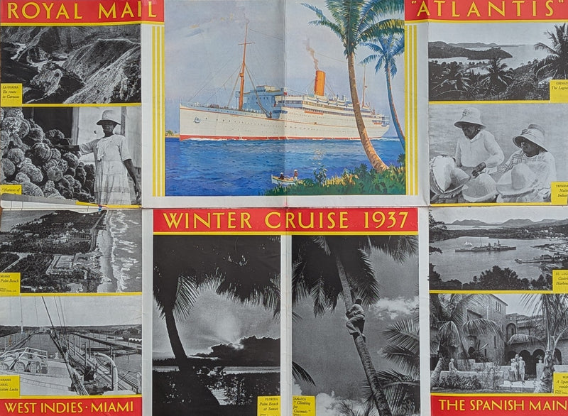 ATLANTIS: 1913 - 1937 Caribbean cruise brochure w/ deck plans