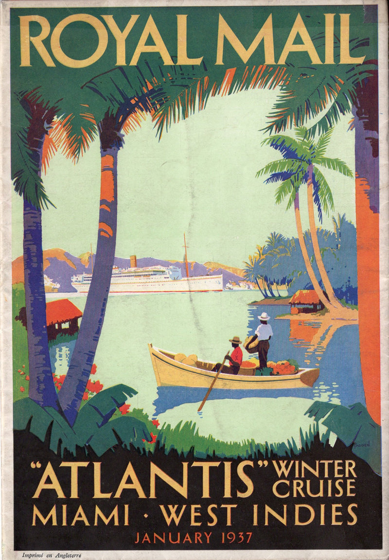 ATLANTIS: 1913 - 1937 Caribbean cruise brochure w/ deck plans