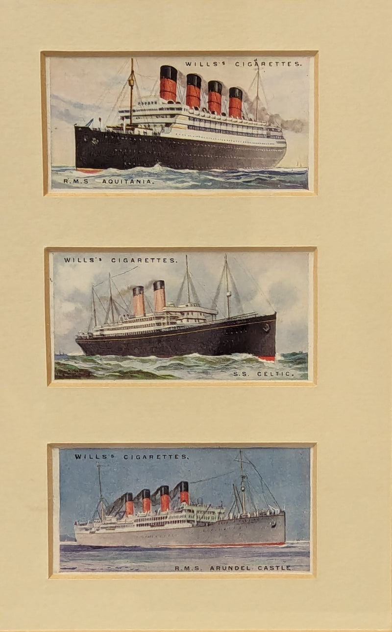 Various: pre-war - Framed display of 5 cigarette cards including OLYMPIC