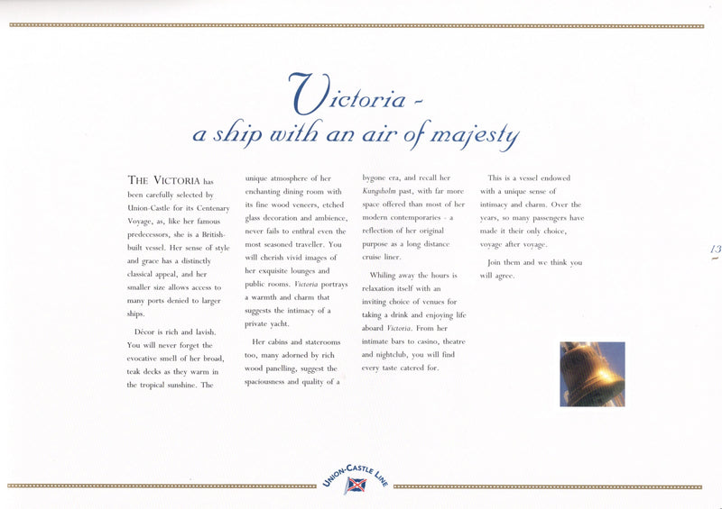 VICTORIA: 1966 - Prestige brochure for "Centenary Voyage" revival 1999-2000
