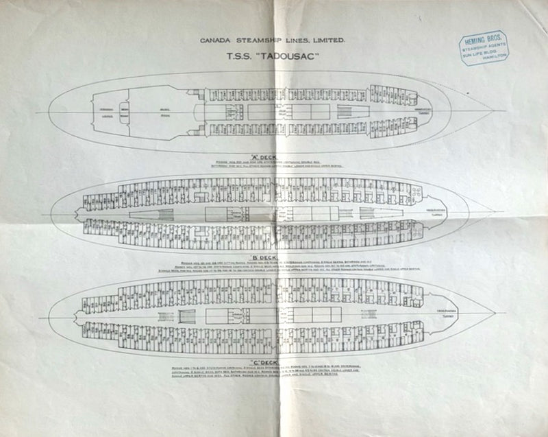 TADOUSSAC: 1927 - Canada Steamship Lines deck plan