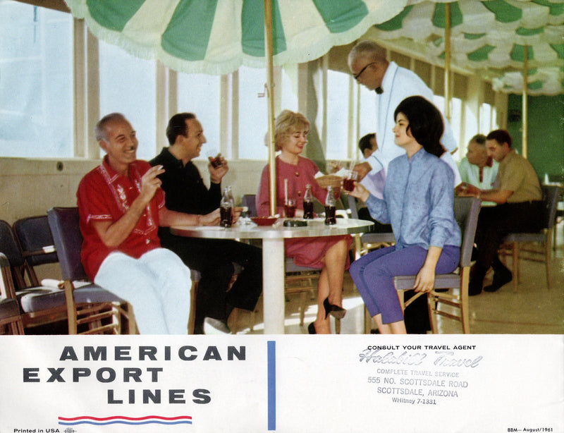 ATLANTIC: 1958 - Deluxe deck plan brochure w/ color interiors