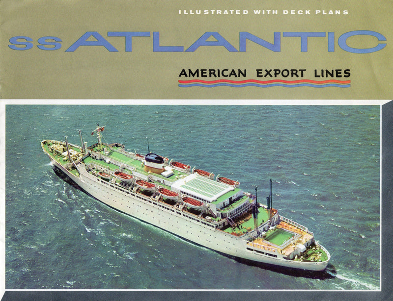 ATLANTIC: 1958 - Deluxe deck plan brochure w/ color interiors