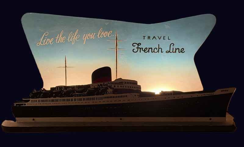 FLANDRE: 1952 - Large 3-D travel agency display w/ ship cut-out & lighting