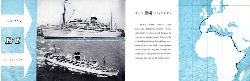 KENYA & UGANDA - First  & Tourist class interiors brochure from 1958