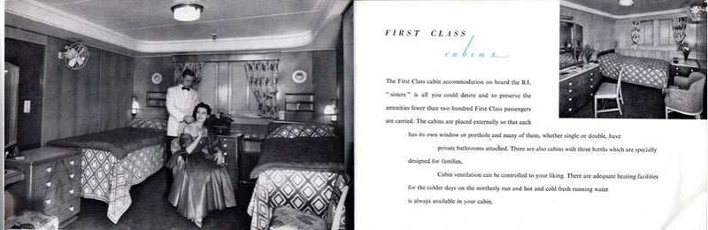 KENYA & UGANDA - First  & Tourist class interiors brochure from 1958