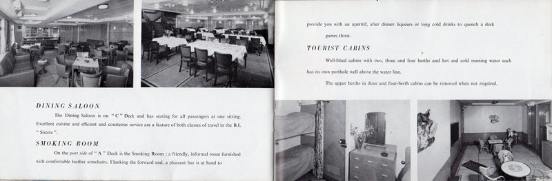 KENYA & UGANDA - First  & Tourist class interiors brochure from 1958