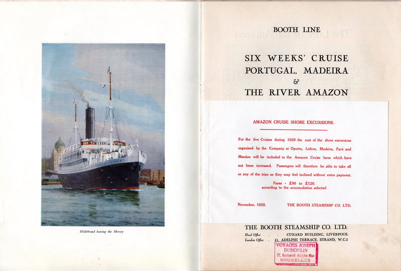 HILDEBRAND: 1911 - Deluxe 1929 Booth Line exotic cruises up the Amazon