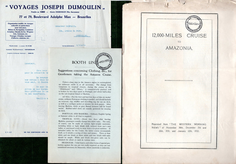 HILDEBRAND: 1911 - Deluxe 1929 Booth Line exotic cruises up the Amazon