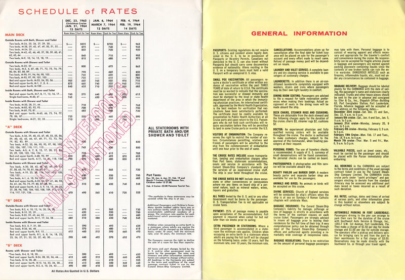CARMANIA: 1954 - Intro cruise brochure + separate deck plan
