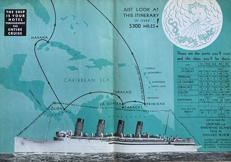 MAURETANIA: 1907 - Large 1934 cruise brochure/deck plans from near the end