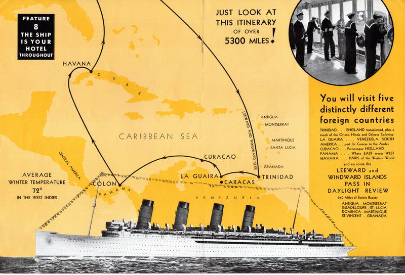 MAURETANIA: 1907 - Cruise brochure from 1933 w/ 24 pages & interiors