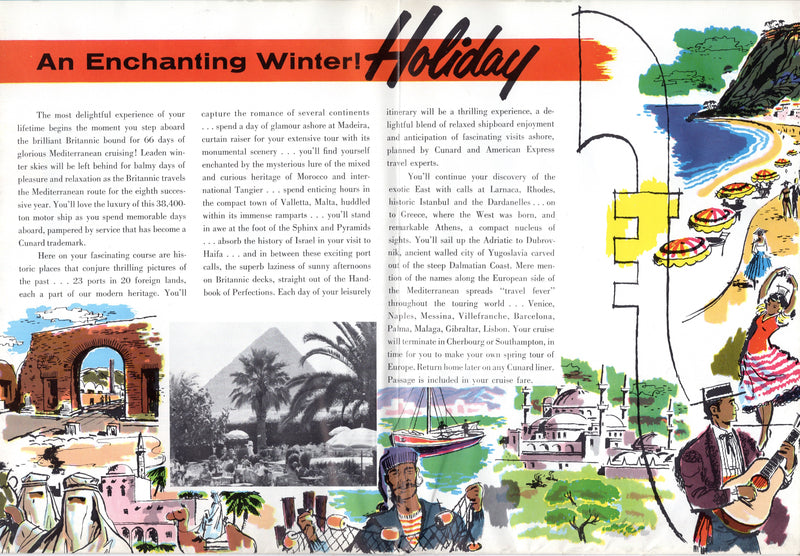 BRITANNIC: 1930 - Big Mediterranean plan w/ color interiors from 1957
