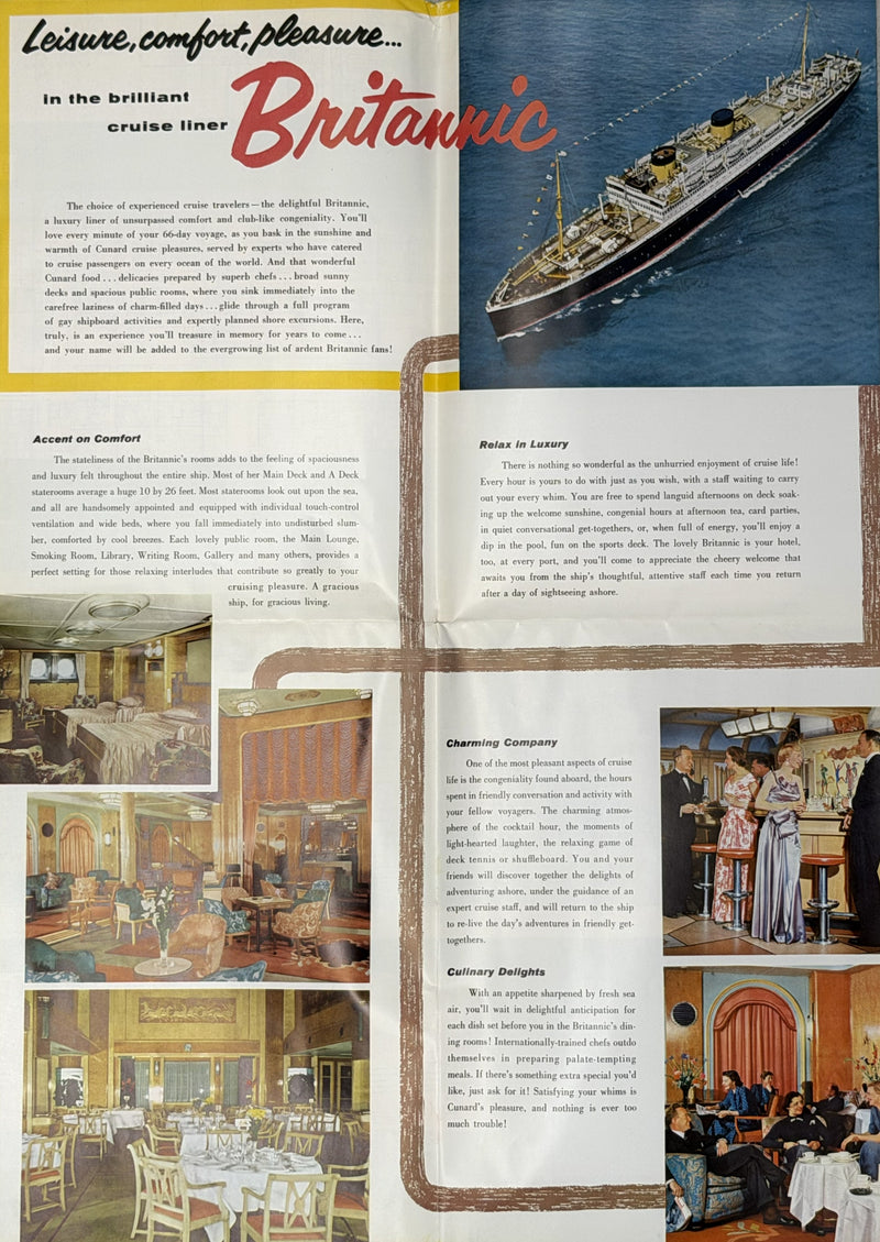 BRITANNIC: 1930 - Big Mediterranean plan w/ color interiors from 1957