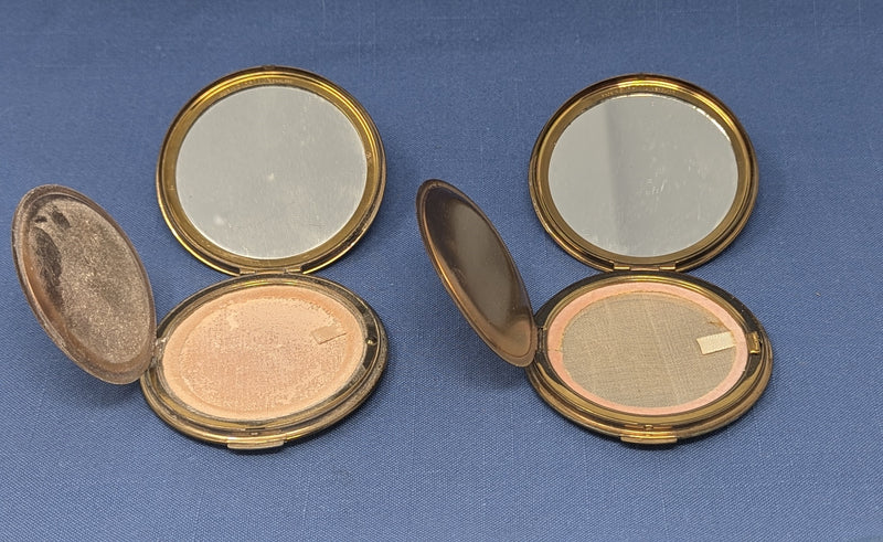 QUEEN MARY & QUEEN ELIZABETH - Matching Stratton portrait make-up compacts