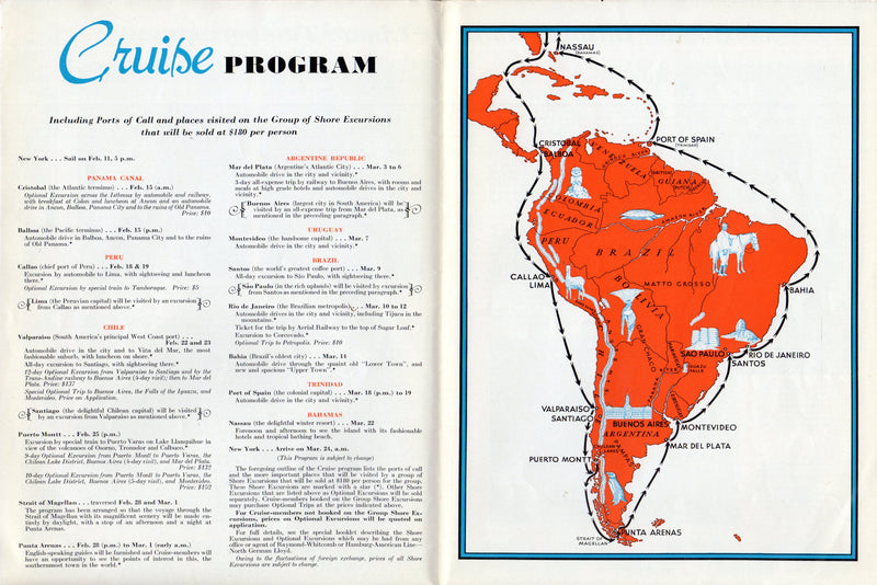 BREMEN: 1929 - "Round South America" cruise brochure from 1939