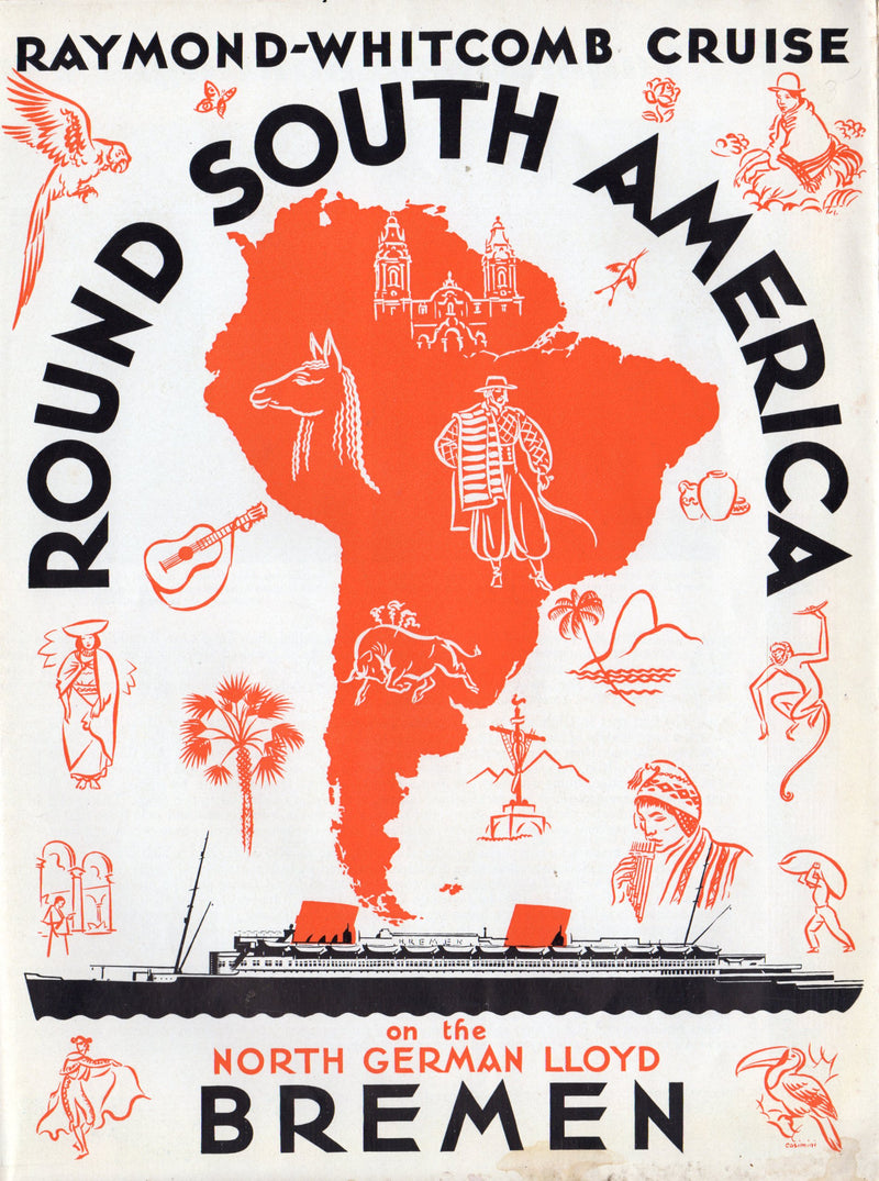 BREMEN: 1929 - "Round South America" cruise brochure from 1939