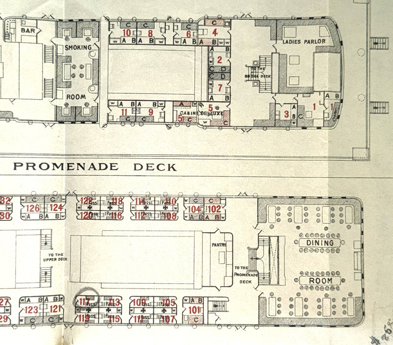 FRIEDRICH DER GROSSE: 1896 - First & Second class deck plan from 1898