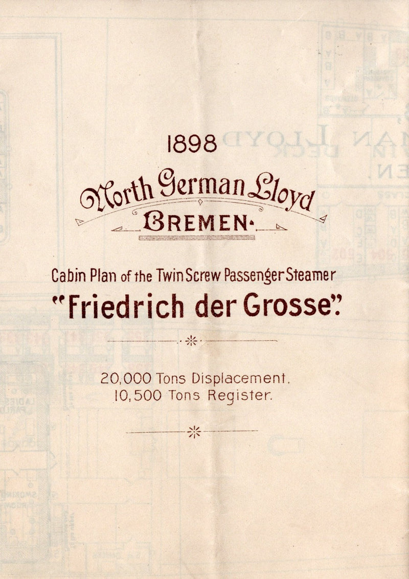 FRIEDRICH DER GROSSE: 1896 - First & Second class deck plan from 1898