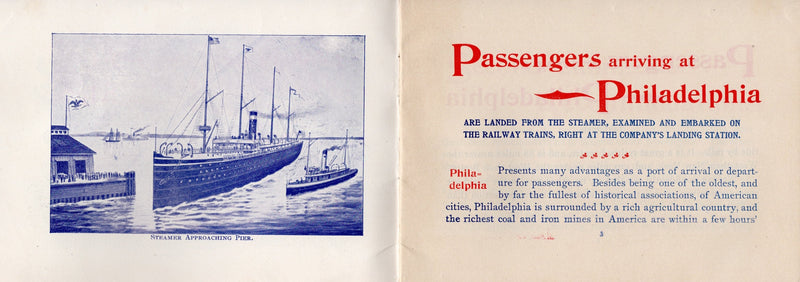 Various: pre-war - 1880s/90s American Line Philadelphia info booklet for immigrants