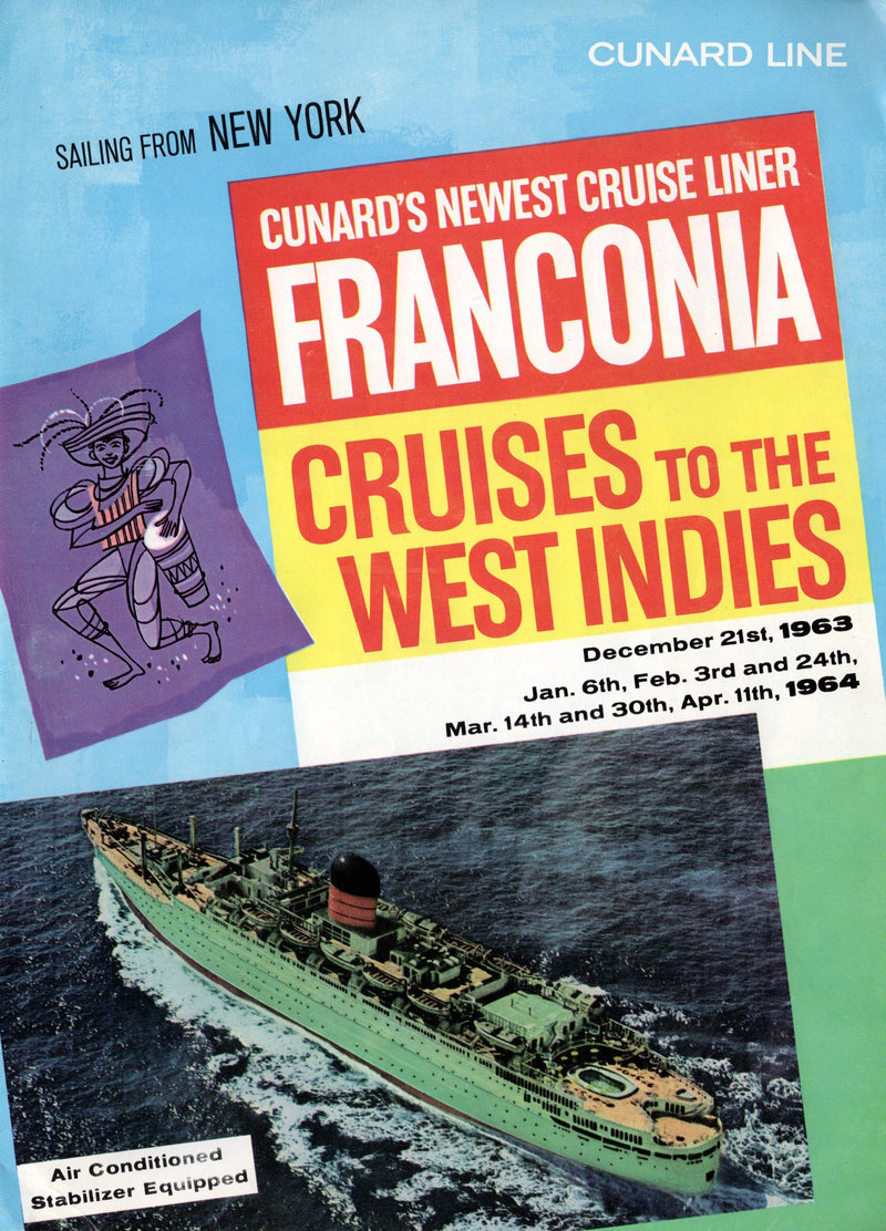 FRANCONIA: 1955 - Intro 1963 cruise brochure + separate deck plan