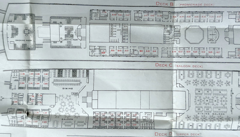 CARONIA: 1905 - Circa 1914 cruise deck plan