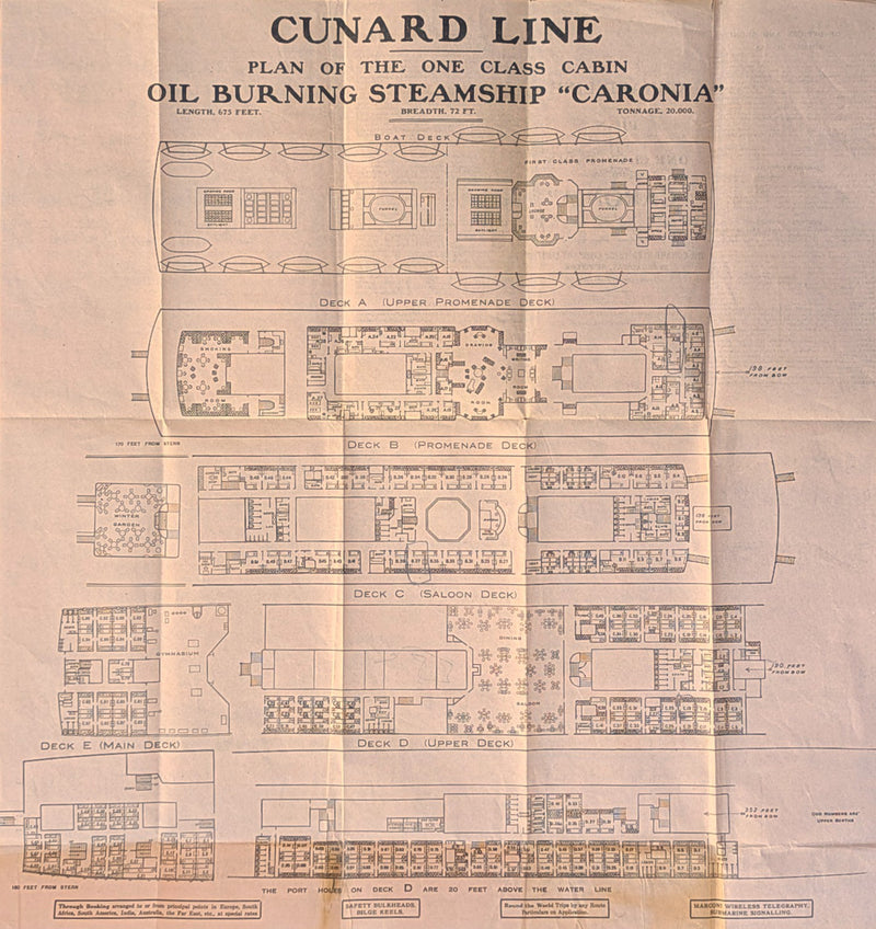 CARONIA: 1905 - One Class deck plan from near the end