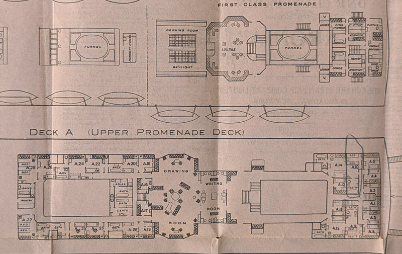 CARONIA: 1905 - One Class deck plan from near the end