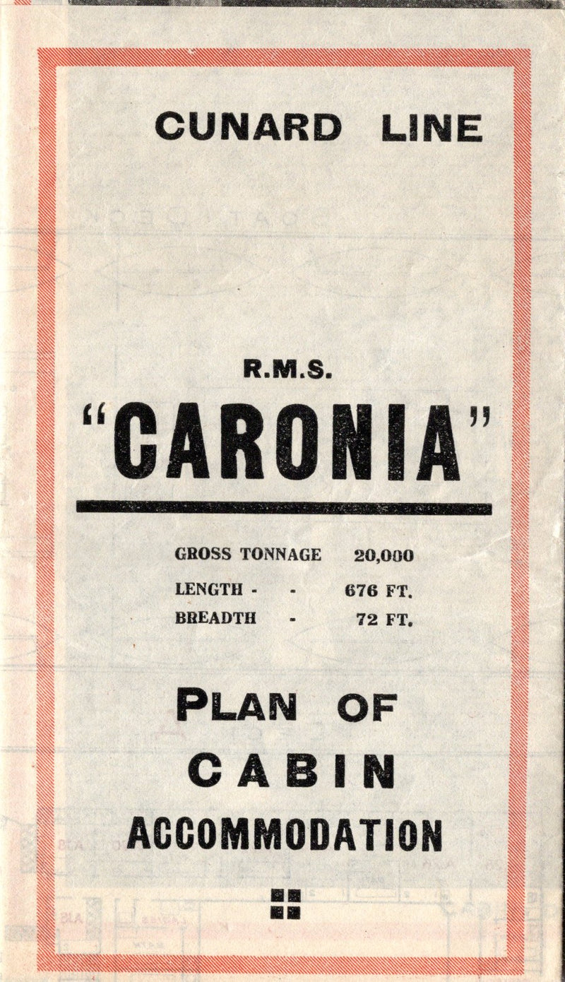 CARONIA: 1905 - One Class deck plan w/ large interior photos from 1920s